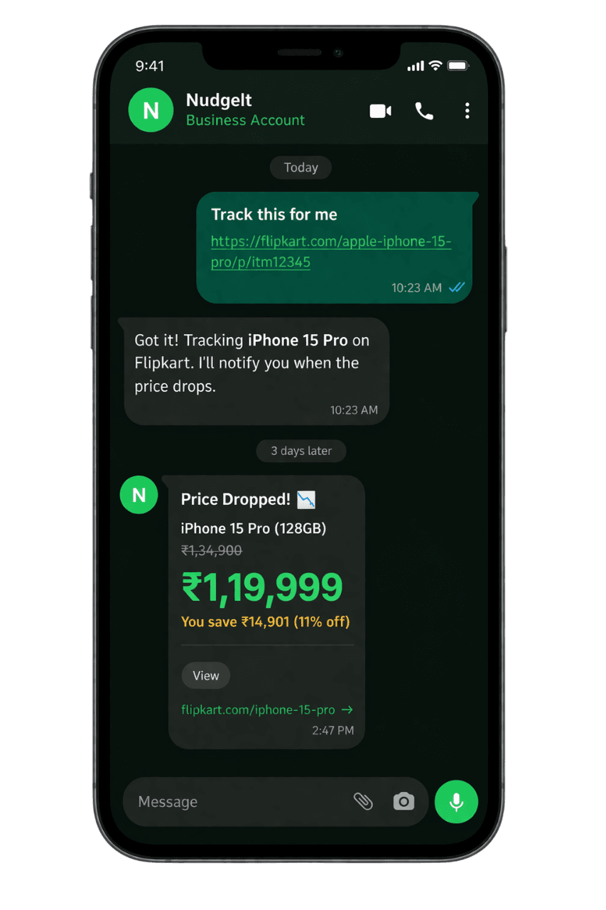 NudgeIt WhatsApp conversation preview